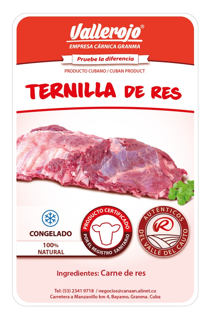 Ternilla de Res paquete de 1.5 a 2.0 Kg