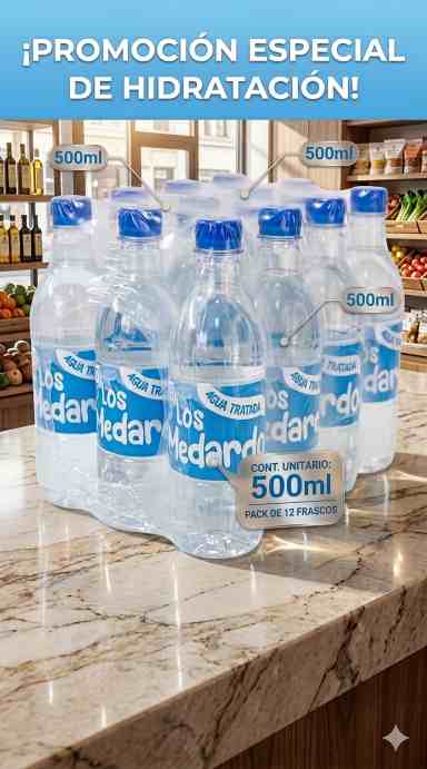 Estuche de 12 frascos de Agua tratada "Los Medardos " (500ml)